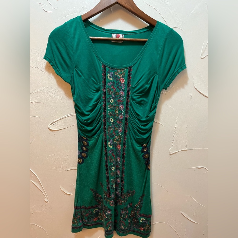 Free People Vintage Boho Beaded & Ruched Tunic SZ Small - Picture 4 of 11